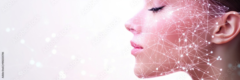 Poster abstract lines and dots create intricate skincare diagrams illustrating beauty techniques and treatm