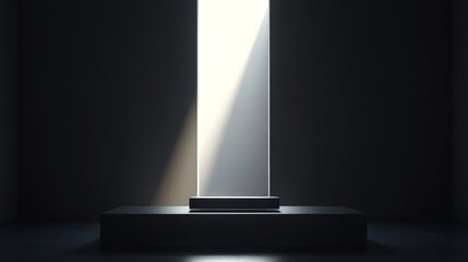 minimalist interior with light beam in dark