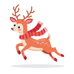 A cute Christmas reindeer in a scarf.; The vector illustration symbolizes Christmas and New Year.