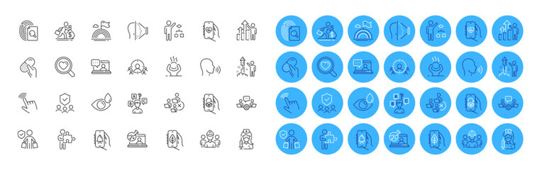 Algorithm, Remove team and Business targeting line icons pack. Difficult stress, Capsule pill, Ecology app web icon. Face id, Teamwork, Health app pictogram. Eye drops, Cursor, Search love. Vector