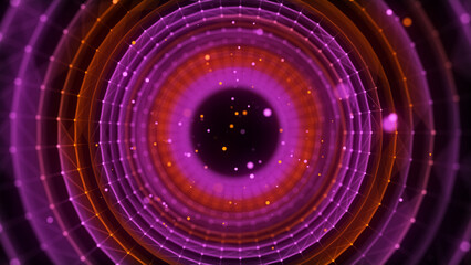 Abstract wireframe tunnel. Wormhole. 3D portal grid. Futuristic fantasy funnel. 3d rendering.