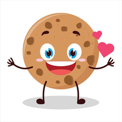 Cute fall in love expression of cookies cartoon character