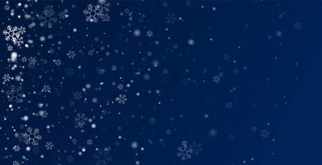 Fototapeta premium Minimalistic wallpaper with snow. Snowfall weather white transparent template. Small snowflakes february vector. Snowy landscape of nature. 