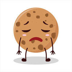 Cute tired expression of cookies cartoon character
