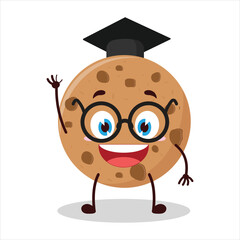 Cute graduation college student expression of cookies cartoon character