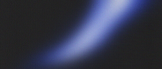 Dark blue white illuminated spots on black, grainy color gradient background, noise texture effect