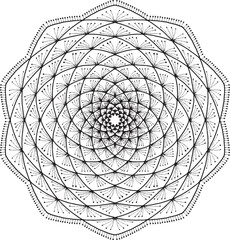 Mandala. Ethnic decorative element. Hand drawn backdrop. Islam, Arabic, Indian, ottoman motifs. Boho style. Template for coloring page.