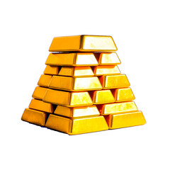 A stack of gold bars in transparent Background