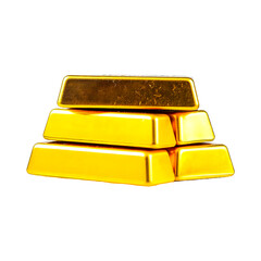 A stack of gold bars in transparent Background