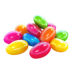 Colorful plastic eggs piled together, perfect for festive celebrations and Easter-themed decorations., isolated on a transparent background.