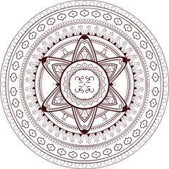 Mandala. Ethnic decorative element. Hand drawn backdrop. Islam, Arabic, Indian, ottoman motifs. Boho style. Template for coloring page.