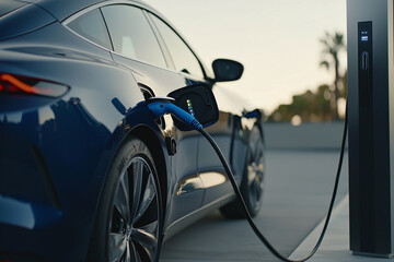 modern electric car being charged