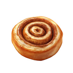 Fototapeta premium Delicious cinnamon roll with golden pastry, swirled design, perfect for dessert or breakfast, enticing aroma and sweet flavor., isolated on a transparent background.