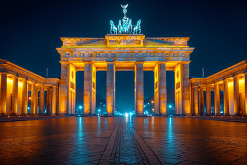 Obraz premium Brandenburg Gate illuminated at night 