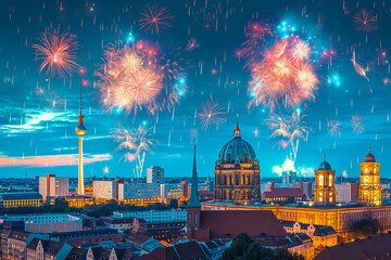 Celebratory fireworks over Berlin	