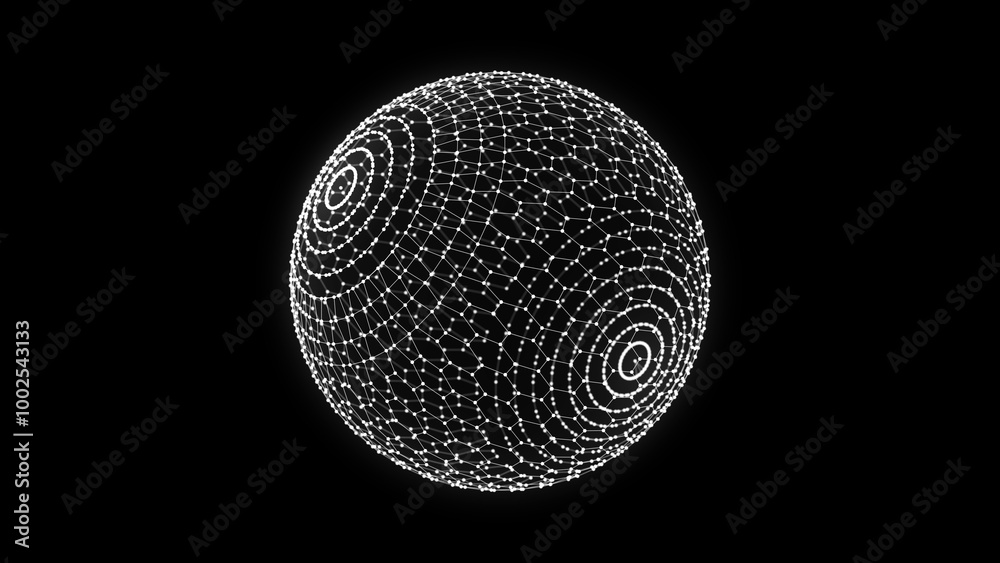 Poster futuristic sphere of particles and lines. network connection big data. abstract technology backgroun