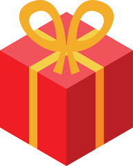 Red gift box wrapped with a golden ribbon is a perfect symbol of celebration, love, and special occasions