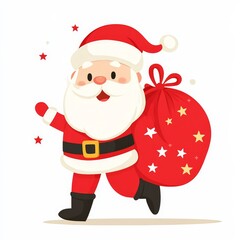 Obraz premium A cartoonish santa with a red bag on his back