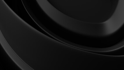 Fototapeta premium Black Contemporary Luxury Elegant Modern 3D Rendering Abstract Background with Wavy Curves Twisted
