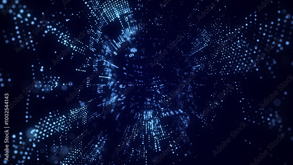 Wall mural abstract wireframe tunnel. white wormhole. 3d portal grid. futuristic fantasy funnel. 3d rendering.