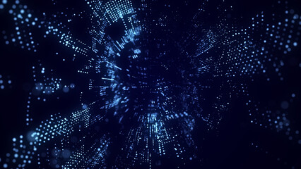 Abstract wireframe tunnel. White wormhole. 3D portal grid. Futuristic fantasy funnel. 3d rendering.