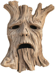 Obraz premium A unique tree stump with a face, isolated on transparent background. cut out. PNG