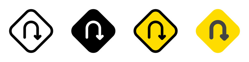 Editable u turn vector icon. Map, location, navigation. Part of a big icon set family. Perfect for web and app interfaces, presentations, infographics, etc