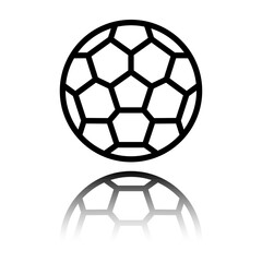 Fototapeta premium Football simple icon vector. Flat design. Black icon with mirror reflection. White background