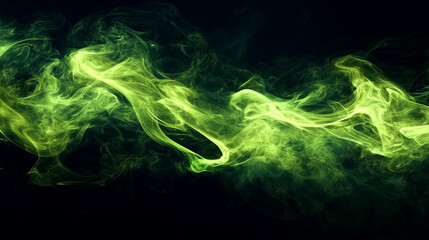 Obraz premium Green smoke on a black background.