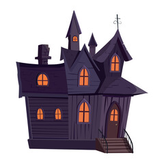 Creepy old house vector illustration. Halloween holiday art. Horror template with scary house. Design for poster, web, card.