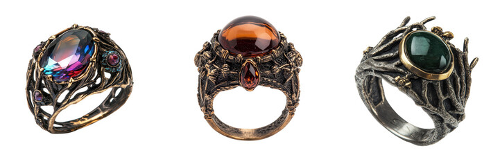 Set of Witch's enchanted ring isolated on a transparent background