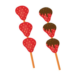 vector desert strawberry satay with melted chocolate