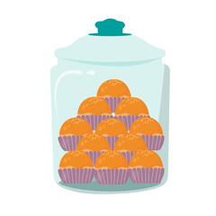 vector of cookies in a jar. Indonesian cookies called nastar

