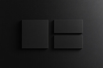 Black business card mockup on a black stone background. Created with Ai