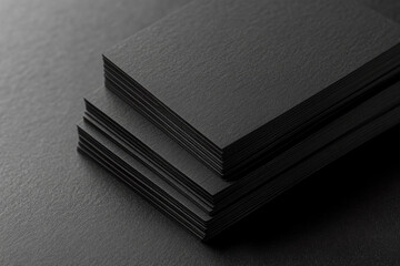  Black business cards, plain black paper with sharp edges and high resolution, professional mockup...