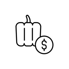 Paprika price outline icons, minimalist vector illustration ,simple transparent graphic element .Isolated on white background