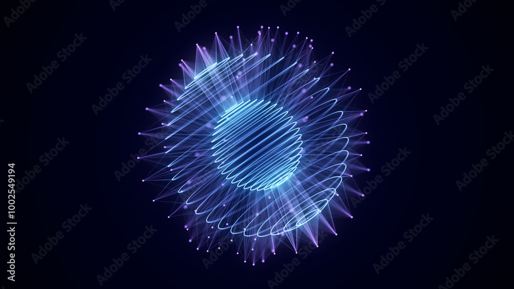 Wall mural futuristic sphere of particles and lines. network connection big data. abstract technology backgroun