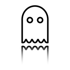 Ghost simple icon. Flat design. Black icon with mirror reflection. White background
