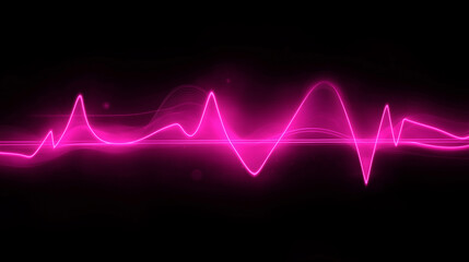 Glowing Neon Pink ECG Wave on a Black Background, Representing Cardiac Monitoring and Health Care Technology