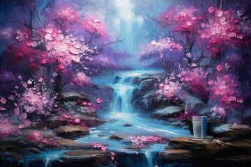 Obraz premium The illustration of beautiful forest background 