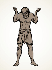 Obraz premium Atlas keeps the earth on their shoulders. Vector drawing icon