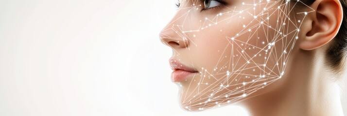 Abstract representation of skincare techniques with a focus on facial rejuvenation and treatment diagrams in a serene setting. Generative AI