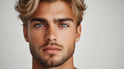 Fototapeta premium Strong Expression of a Blond Man in Focus