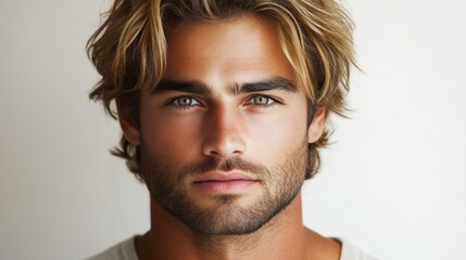 Obraz premium Strong Expression of a Blond Man in Focus