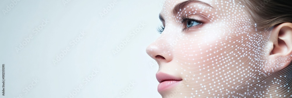 Poster Abstract background featuring lines and dots resembling diagrams for skincare procedures in a contemporary design. Generative AI