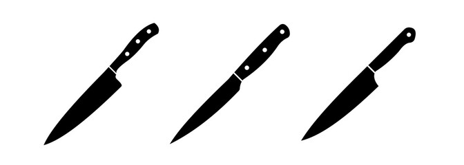 Kitchen knife icon. Set of kitchen knife silhouette. Knife logo vector illustration