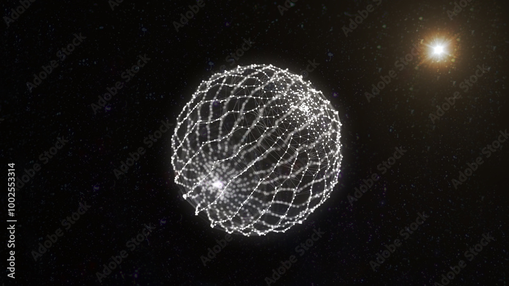 Poster futuristic sphere of particles and lines. network connection big data. abstract technology backgroun