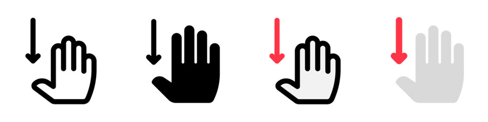 Editable four fingers swipe down vector icon. Part of a big icon set family. Perfect for web and app interfaces, presentations, infographics, etc