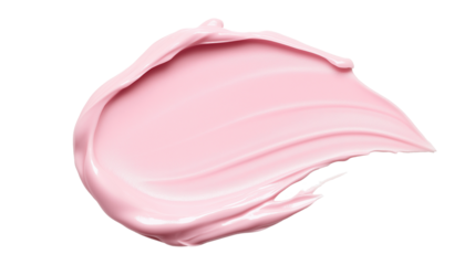 Pink cream smear transparent image. Cosmetic lotion spread isolated cutout 3d render. Creamy texture. Skincare beauty-related design. Paintstroke brushstroke cut out clipart element png