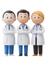 Doctor Figures in White Coats Posed Together for Photo.